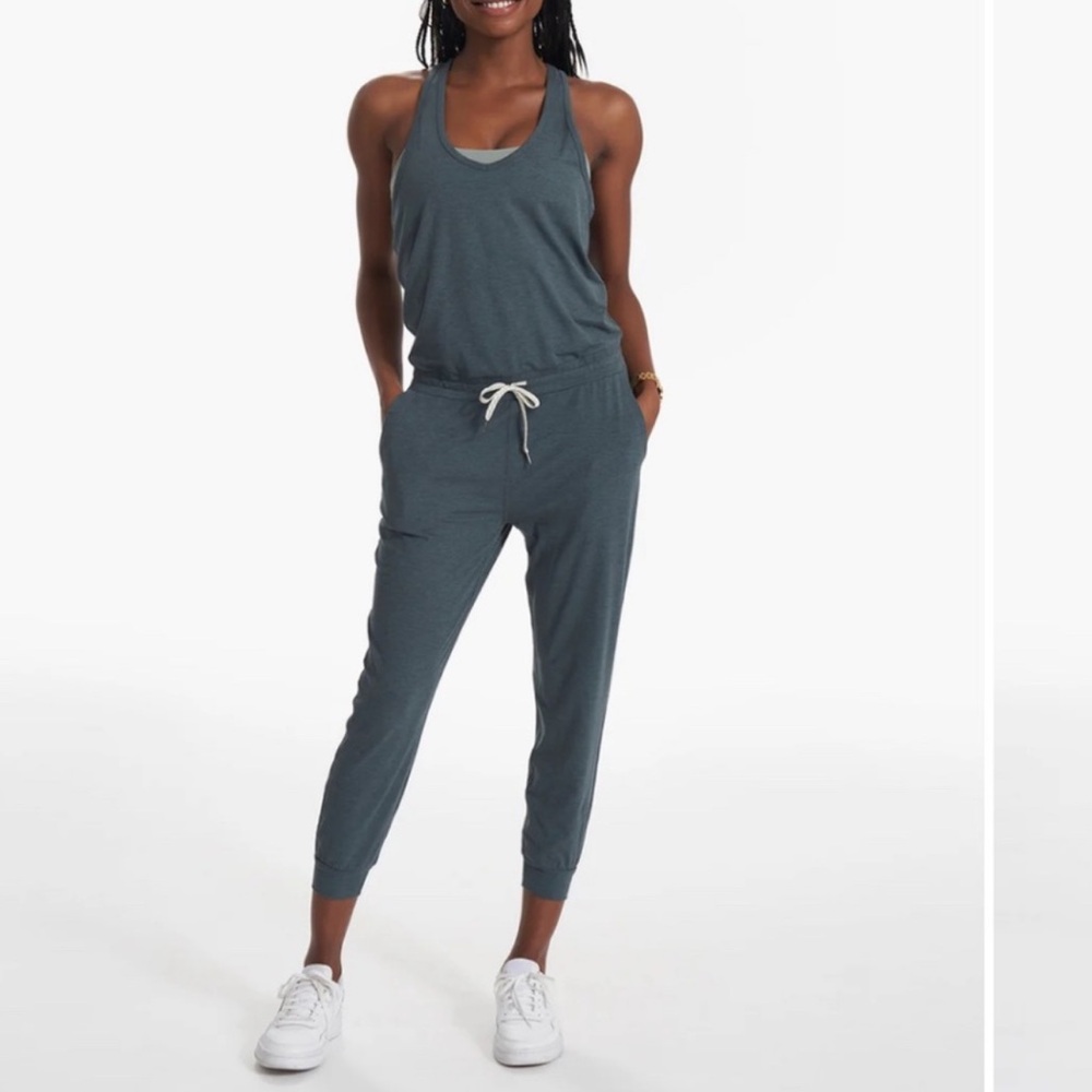 Vuori Lux‎ Jumpsuit Relaxed Racerback Top Jogger Bottom Heather Blue Size Large